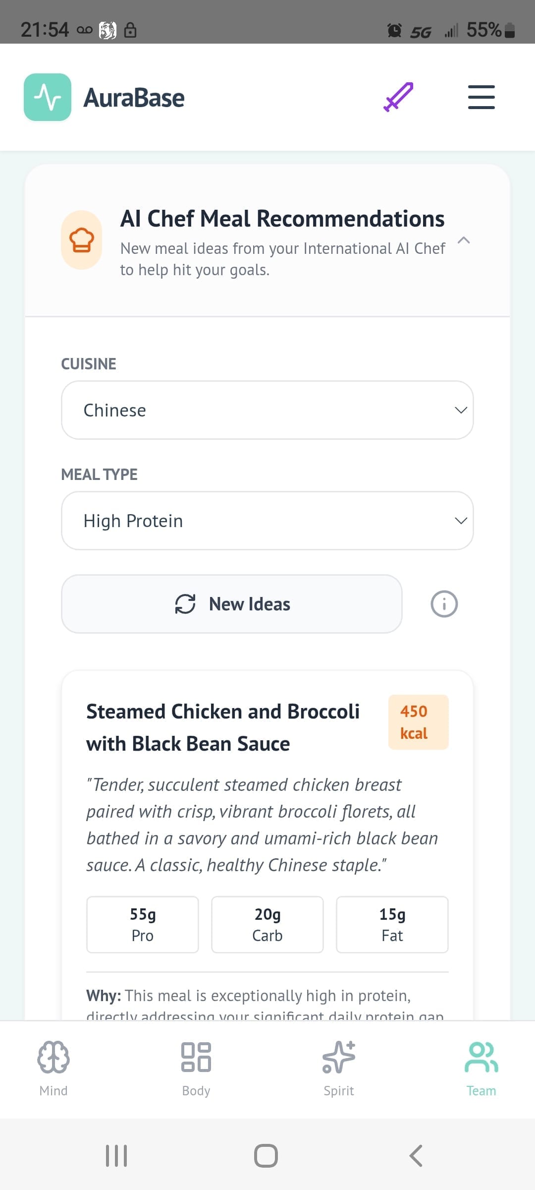 AuraBase International AI Chef Chinese meal recommendation