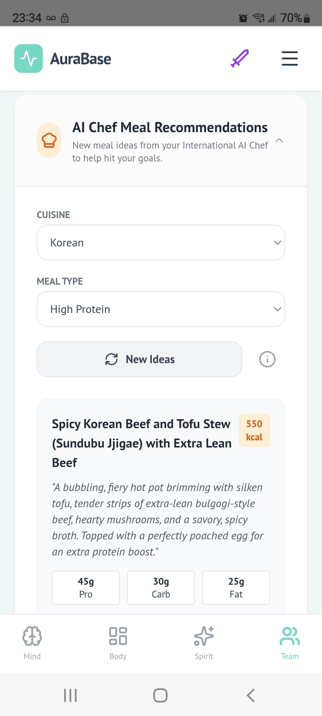 AuraBase International AI Chef Korean meal recommendation